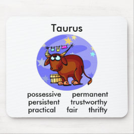 Anpassade Taurus-egenskaper Cute Tecknad Zodiac Musmatta