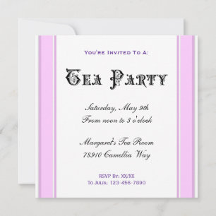 Anpassade Tea Party-inbjudningar med rosa ränder Inbjudningar