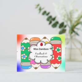 Anpassade Teacher Feedback Kommentar till Student Anteckningskort