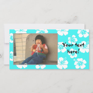 Anpassade Teal Hibiscus Photocard