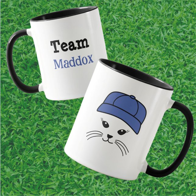 Anpassade Team Little Cat Baseball Player Mugg (Skapare uppladdad)