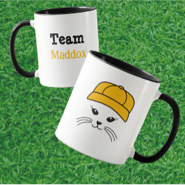 Anpassade Team Little Cat Baseball Player Mugg
