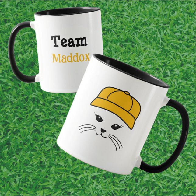 Anpassade Team Little Cat Baseball Player Mugg (Skapare uppladdad)