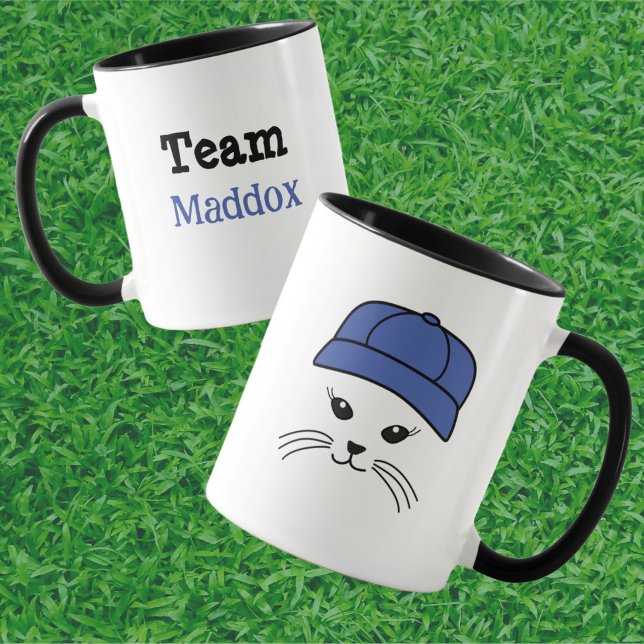 Anpassade Team Little Cat Baseball Player Mugg (Skapare uppladdad)