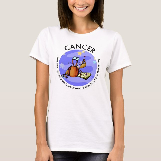 Anpassade Tecknad Cancer Crab-egenskaper Zodiac T Shirt (Framsida)
