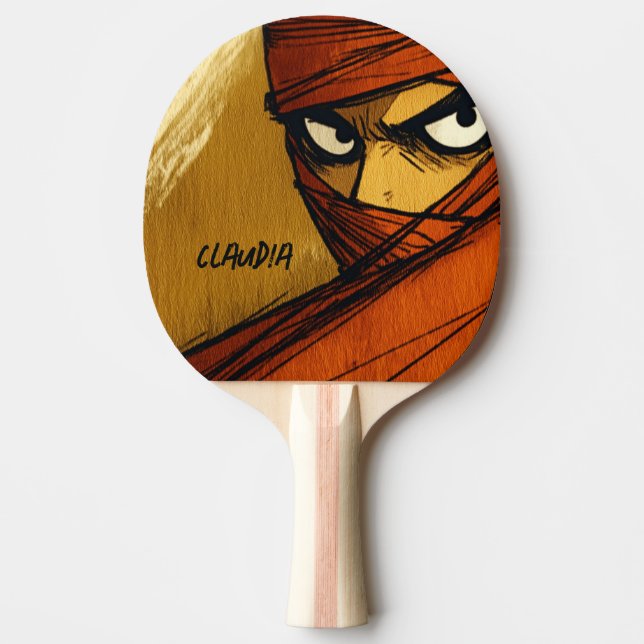 Anpassade Tecknad Ninja Pingisracket (Framsidan)