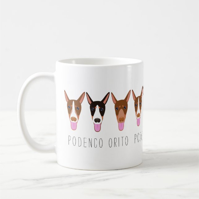 Anpassade Tecknad Podenco Orito Hund Kaffemugg (Vänster)