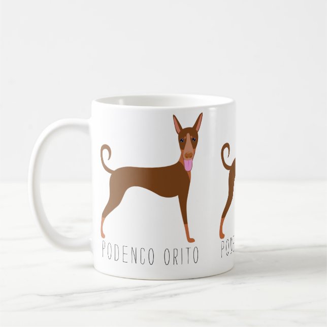 Anpassade Tecknad Podenco Orito Hund Kaffemugg (Vänster)