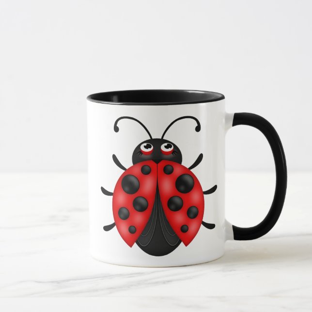 Anpassade Tecknad Red Ladybug Drinkware Mugg (Höger)