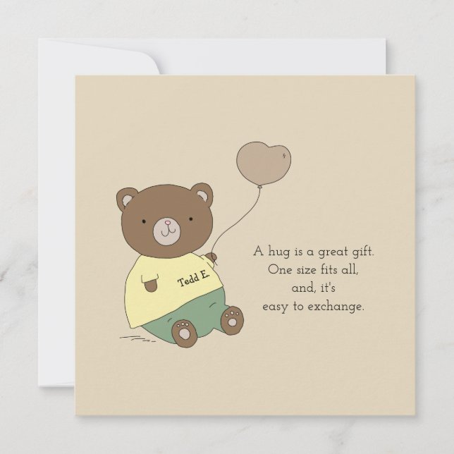 Anpassade Tedd E. Bear Hugs Khaki Tan Hälsning (Framsida)