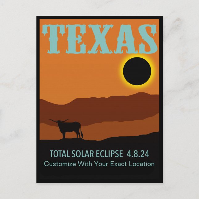 ANPASSADE Texas Eclipse Vykort (Framsida)