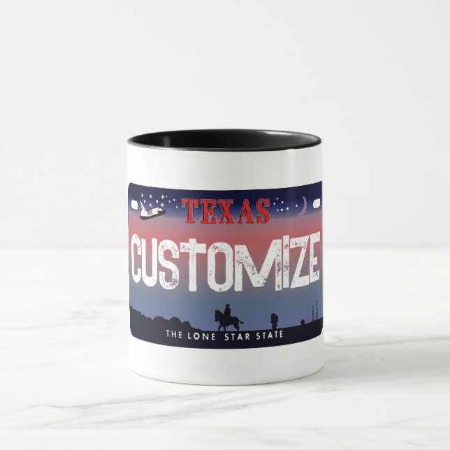 Anpassade Texas himmel registreringsskylt mugg (Center)