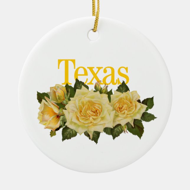 Anpassade Texas Ornament med Gul ros (Framsidan)
