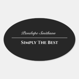 Anpassade Text och Färg Basic Black and White Ovalt Klistermärke