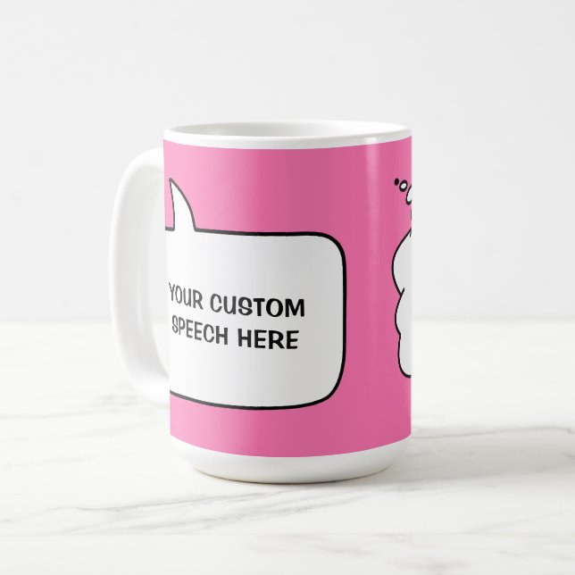 Anpassade text- och färgbubblor för tal kaffemugg (Framsida vänster)