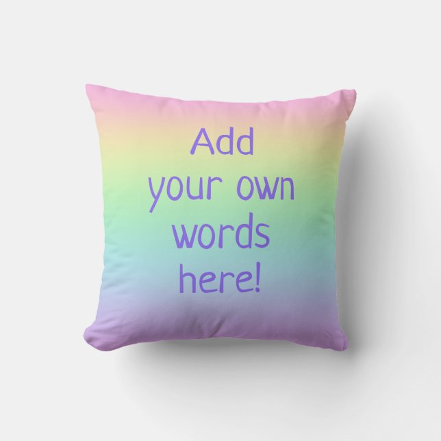 Anpassade Text Pastel Rainbow Dekorativ kudde (Framsida)