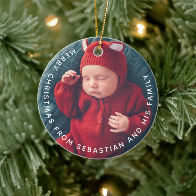 Anpassade Text & Photo Elegant God jul Julgransprydnad Keramik (Träd)