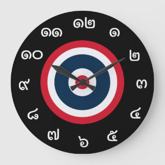 Anpassade Thai Numbers Thailand Flagga Clock Stor Klocka