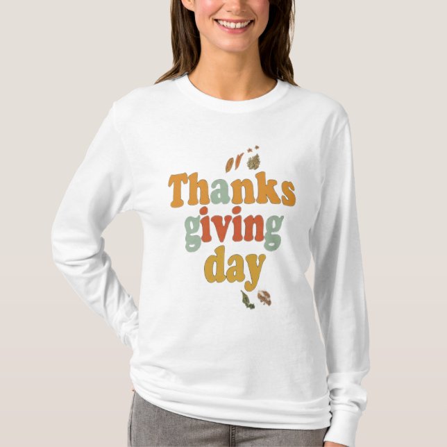 Anpassade Thanksgiving Långärmad T-Shirt (Framsida)