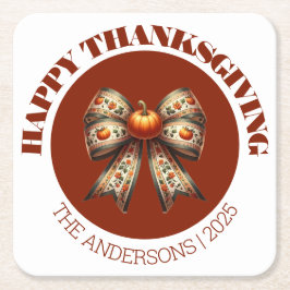 Anpassade Thanksgiving vita &bruna eleganta pumpor Underlägg Papper Kvadrat