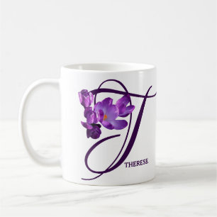 Anpassade Therese namn lila blommor blommigt Kaffemugg
