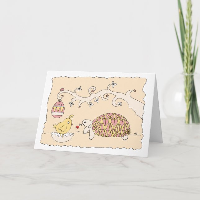 Anpassade Tortoise Påsk Card 2 Helgkort (Framsida)