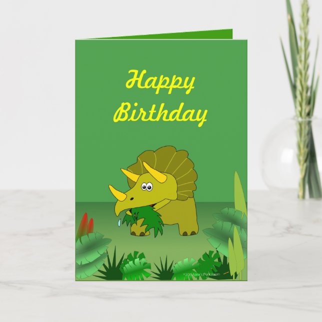 Anpassade Triceratops Dinosaur Grattis på födelsed Kort (Framsida)