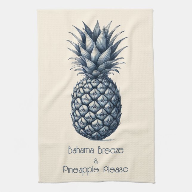 "Anpassade Tropical Blue Pineapple Kökshandduk (Vertikal)