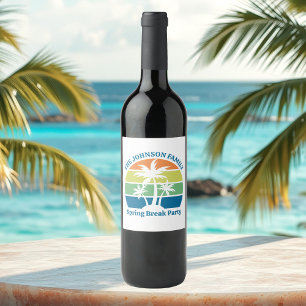 Anpassade Tropical Island Handflatan Träd Party Vinflaska Etikett