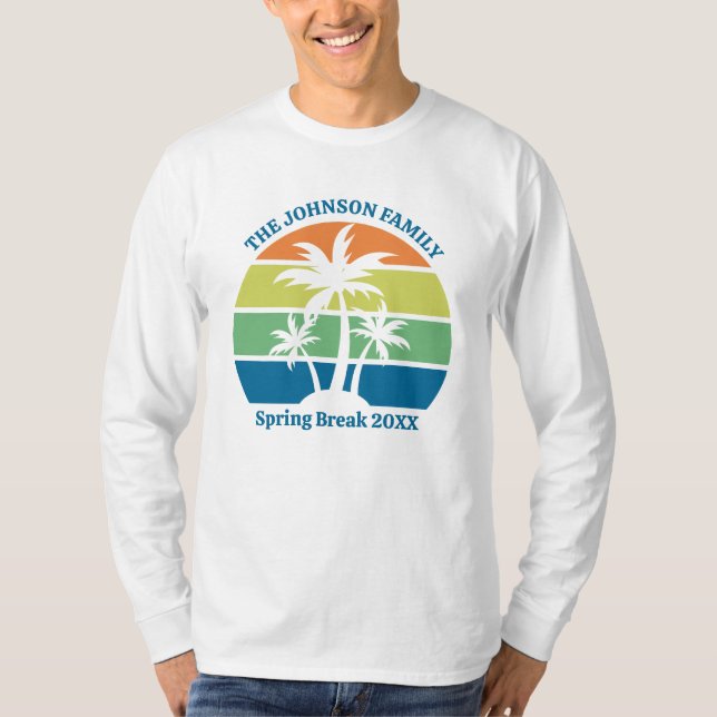 Anpassade Tropiska ön Handflatan Träd Långärmaden T Shirt (Framsida)