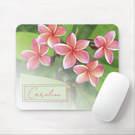 Anpassade tropiska Plumeria-blommor Vattenfärgskon Musmatta