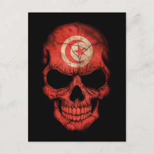 Anpassade Tunisisk Flagga Skull Vykort