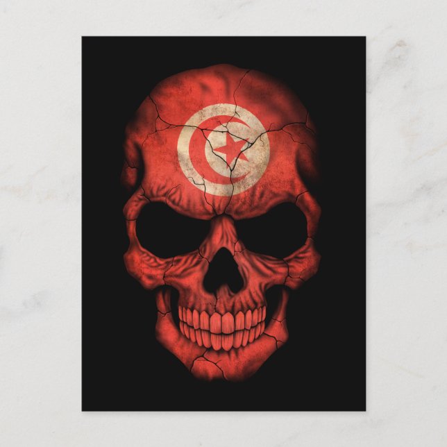 Anpassade Tunisisk Flagga Skull Vykort (Framsida)