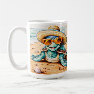Anpassade Turtle på stranden Kaffemugg