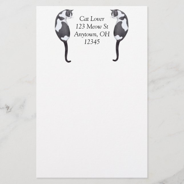 Anpassade Tuxedo Cats Stationery Brevpapper (Framsida)