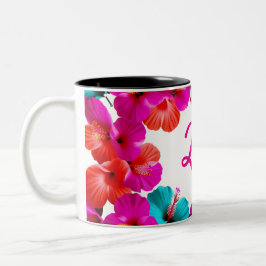 Anpassade - två tonars blommigt kaffe mugg