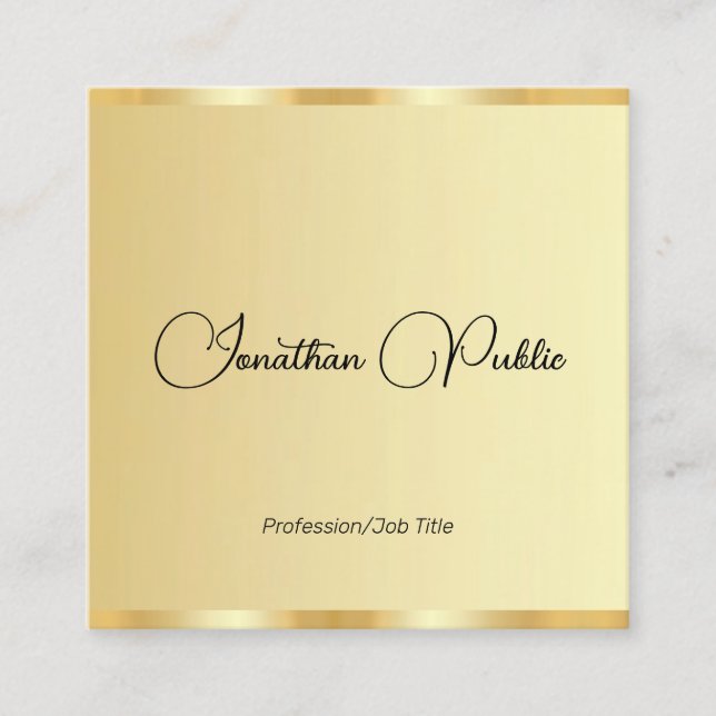Anpassade Typografi Skriptmall Faux Guld Fyrkantigt Visitkort (Framsida)