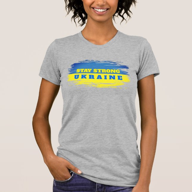 Anpassade Ukraina blått gult, flagga T Shirt (Framsida)