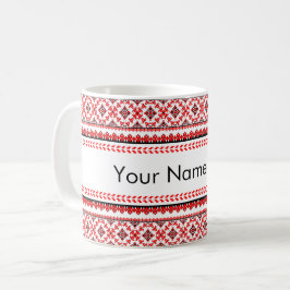 Anpassade Ukrainska Embroidery Red Kaffemugg