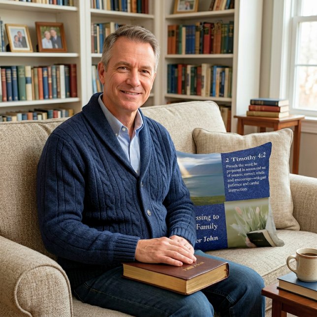 Anpassade unika julklappar till pastorer Blåa Kudde (Custom Unique Christmas Gifts for Pastors Blue Throw Pillow)