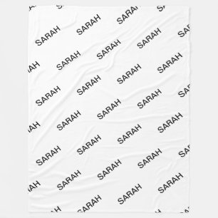 Anpassade Upprepande text Modern vit och svart Fleecefilt