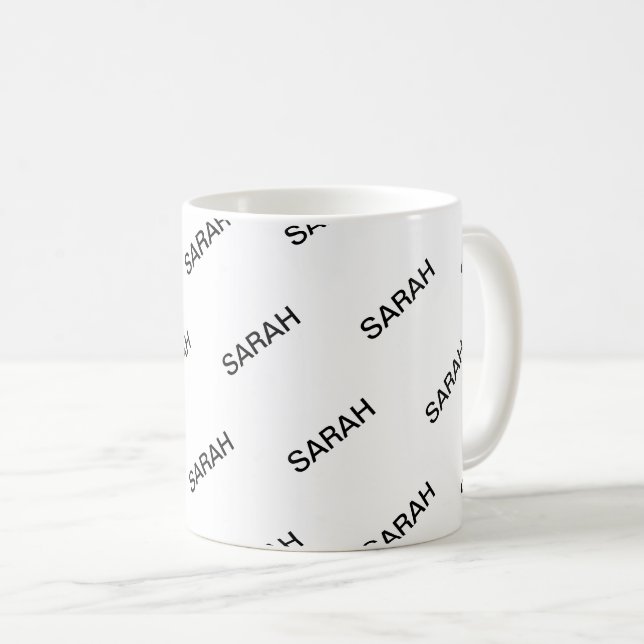 Anpassade Upprepande text Modern vit och svart Kaffemugg (Framsida höger)