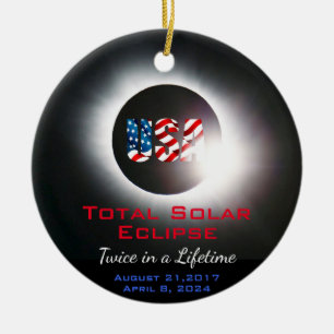 Anpassade USA Total solnedgång 2017 2024 Julgransprydnad Keramik