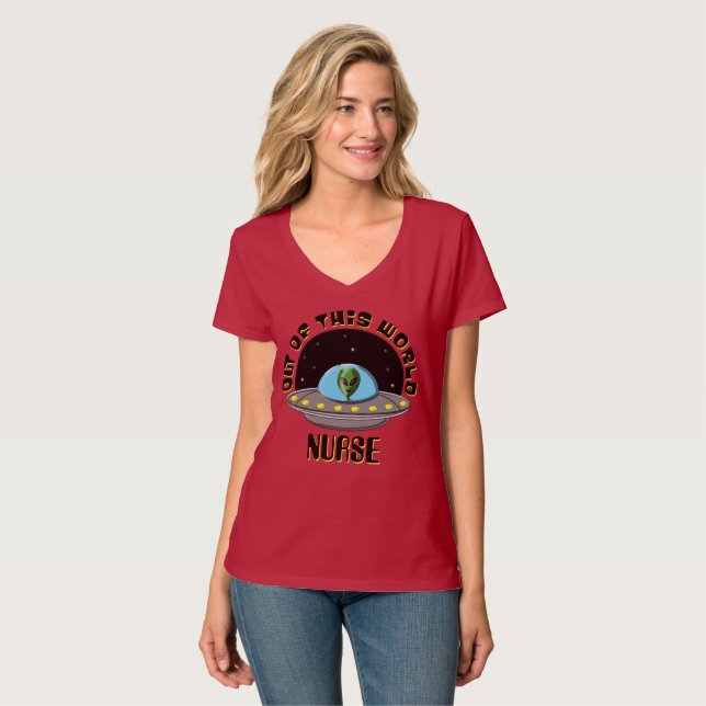 Anpassade ut ur UFO:s världsrymd T Shirt (Hel framsida)