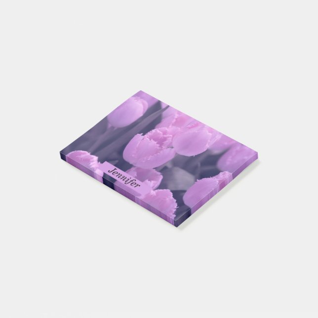 Anpassade Vacker Lila Tulip Back to school Post-it Block (Vinklad)