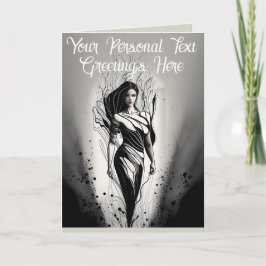 Anpassade vacker modell Teckning i Linje Bläck Kort