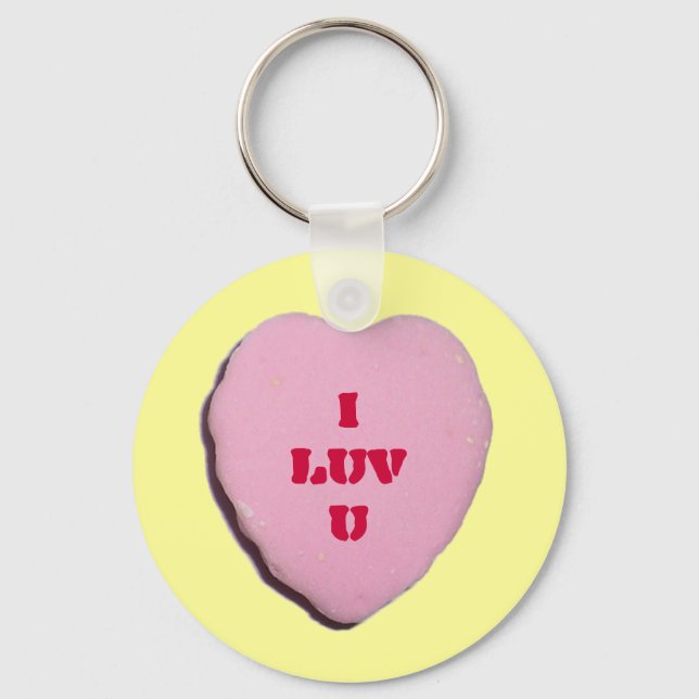 Anpassade Valentine Candy Heart Nyckelring (Framsida)