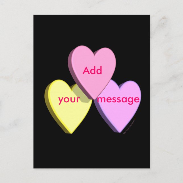 Anpassade Valentine Candy Hearts Anpassningsbar Helg Vykort (Framsida)