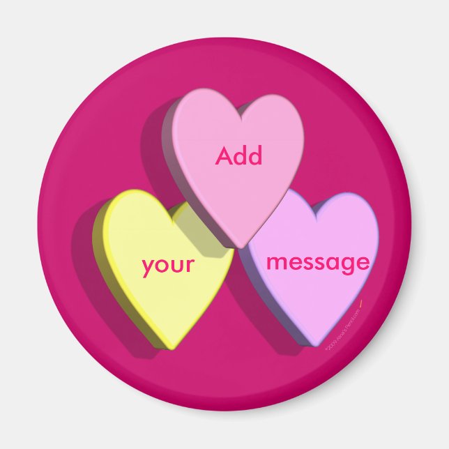 Anpassade Valentine Candy Hearts Anpassningsbar Magnet (Framsidan)