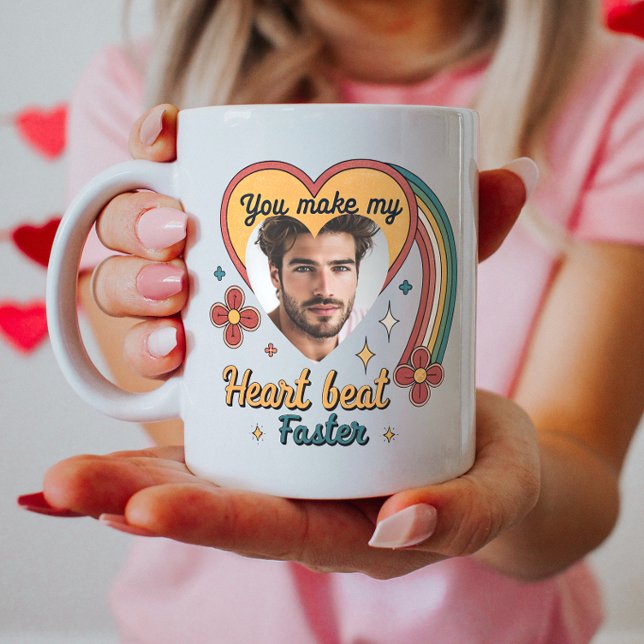 Anpassade Valentine Retro Heartslag, Anpassningsba Kaffemugg (Skapare uppladdad)
